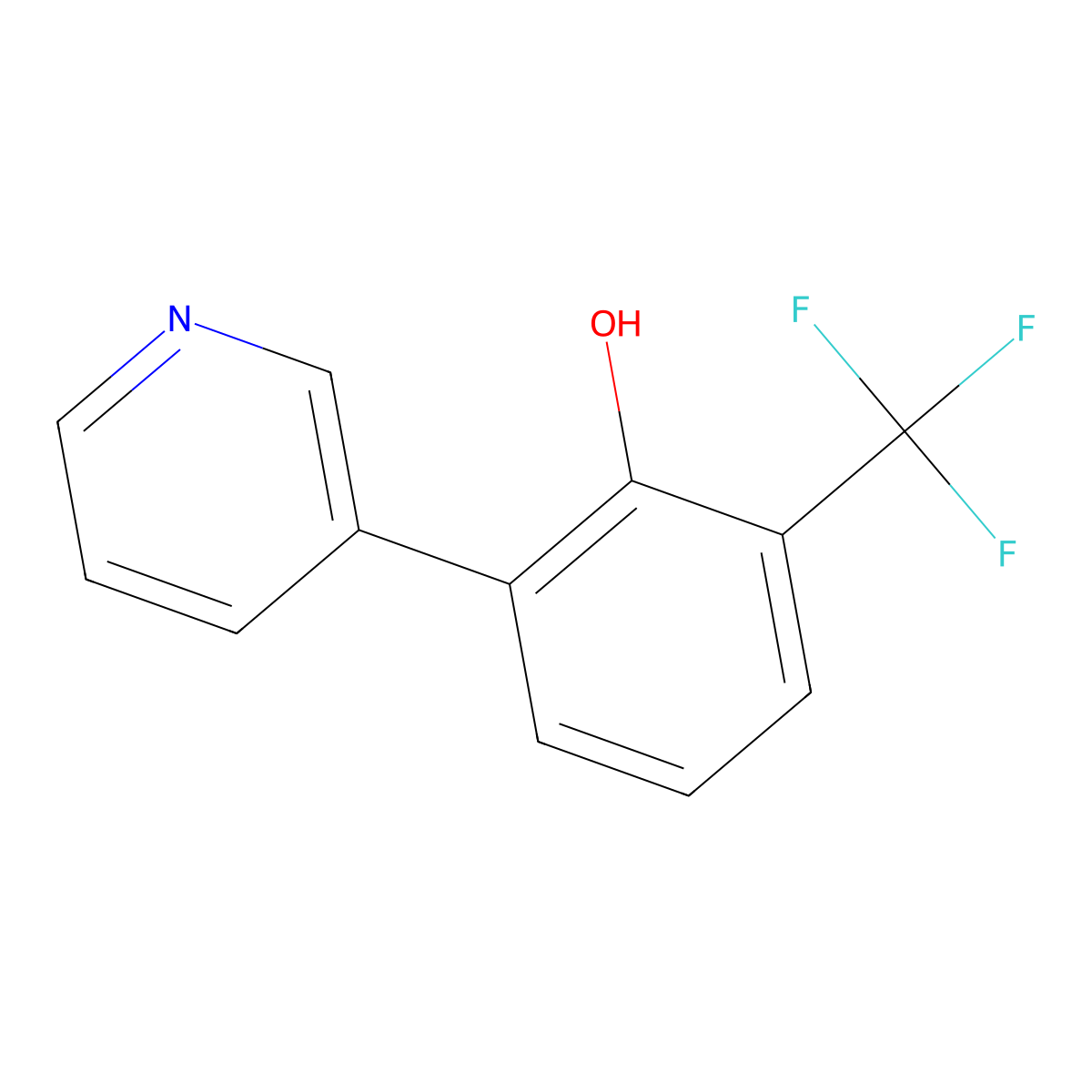 2-(Pyridin-3-yl)-6-(trifluoromethyl)phenol molecular structure, CAS 1214389-84-0