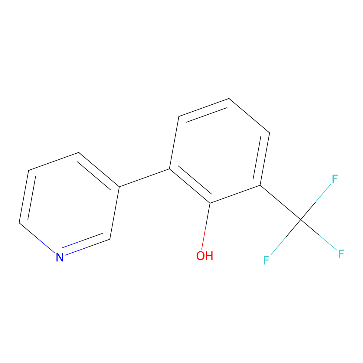 2-(Pyridin-3-yl)-6-(trifluoromethyl)phenol molecular structure, CAS 1214389-84-0