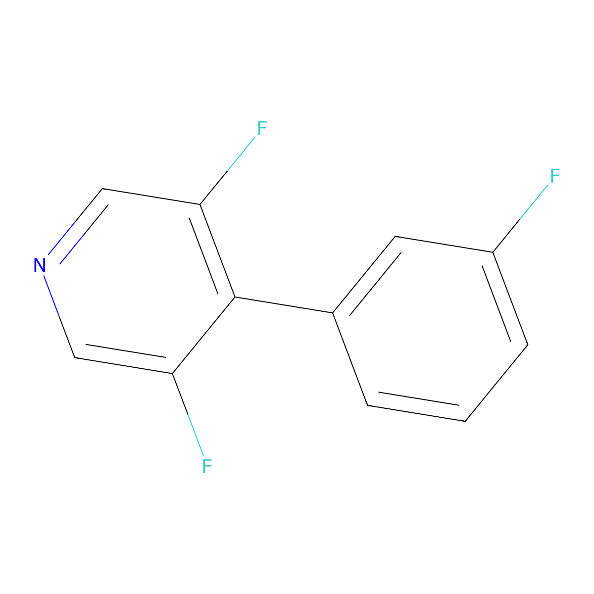 3,5-Difluoro-4-(3-fluorophenyl)pyridine molecular structure, CAS 1214389-93-1