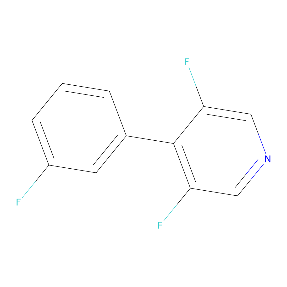3,5-Difluoro-4-(3-fluorophenyl)pyridine molecular structure, CAS 1214389-93-1