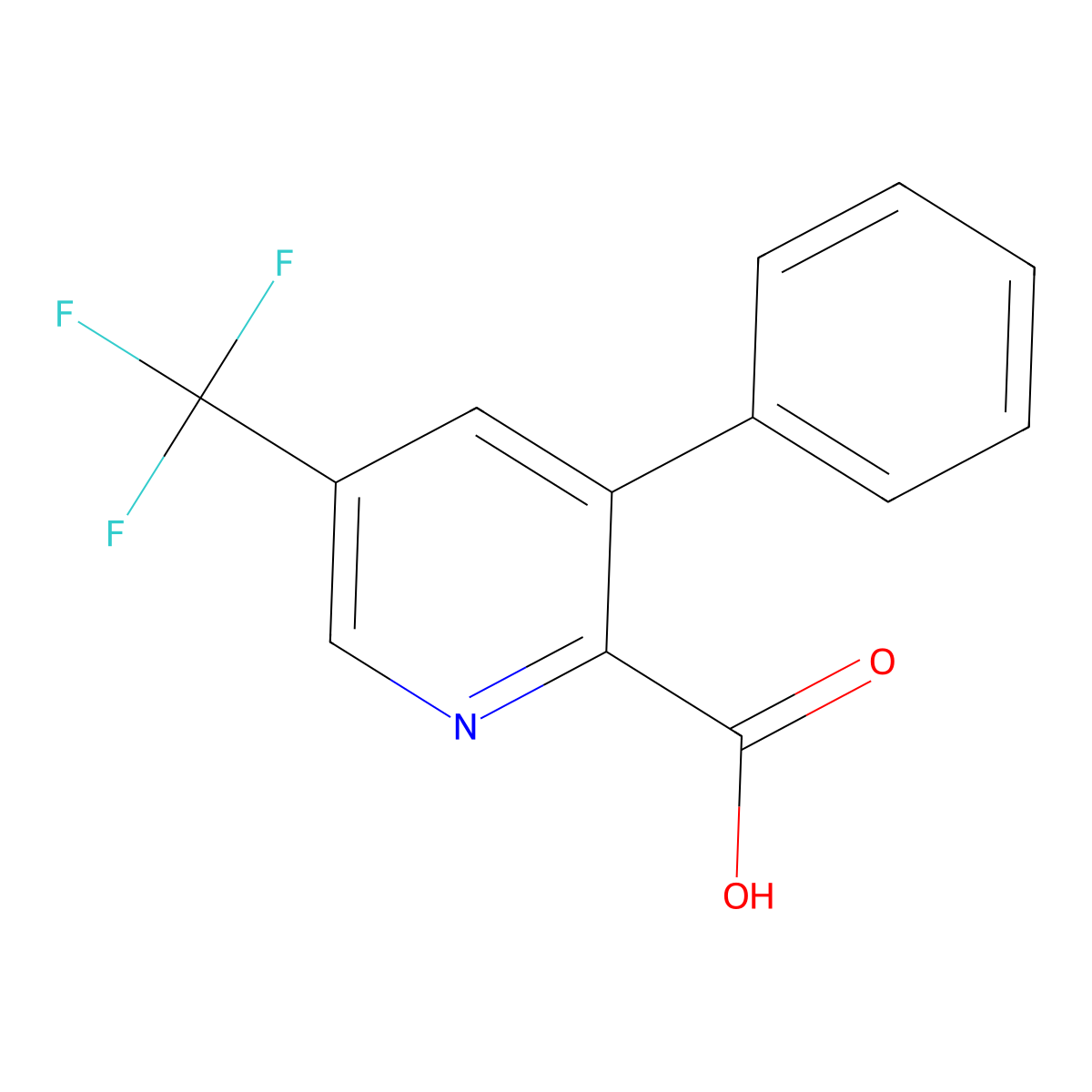 3-Phenyl-5-(trifluoromethyl)picolinic acid molecular structure, CAS 1214390-26-7