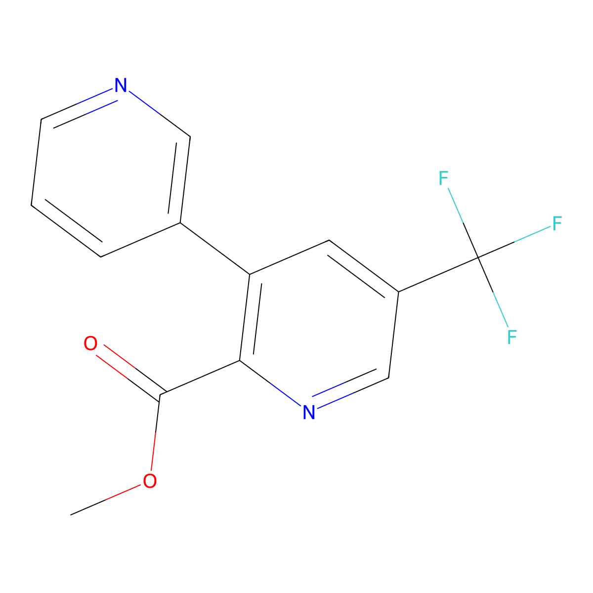 Methyl 3-(pyridin-3-yl)-5-(trifluoromethyl)picolinate molecular structure, CAS 1214390-32-5