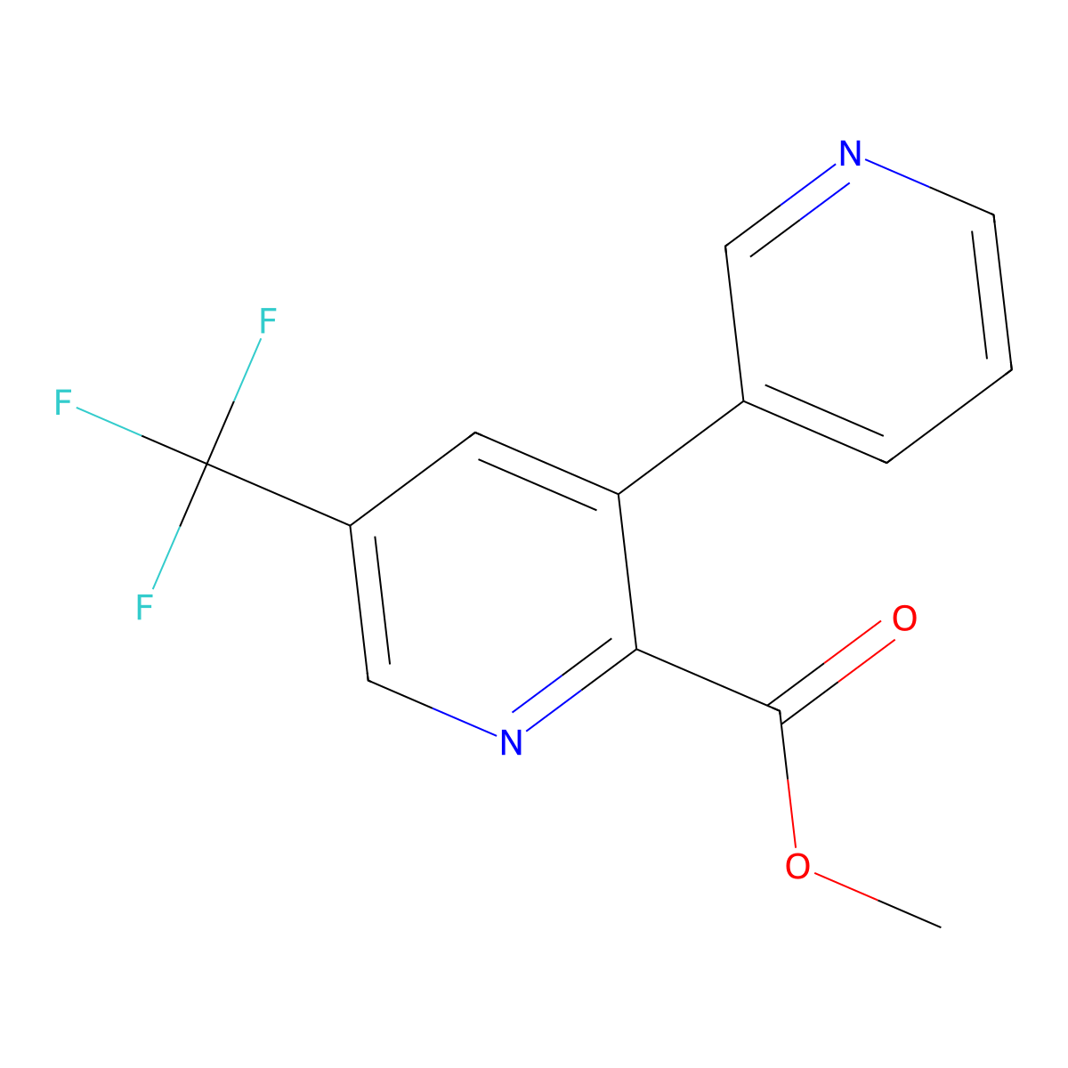Methyl 3-(pyridin-3-yl)-5-(trifluoromethyl)picolinate molecular structure, CAS 1214390-32-5
