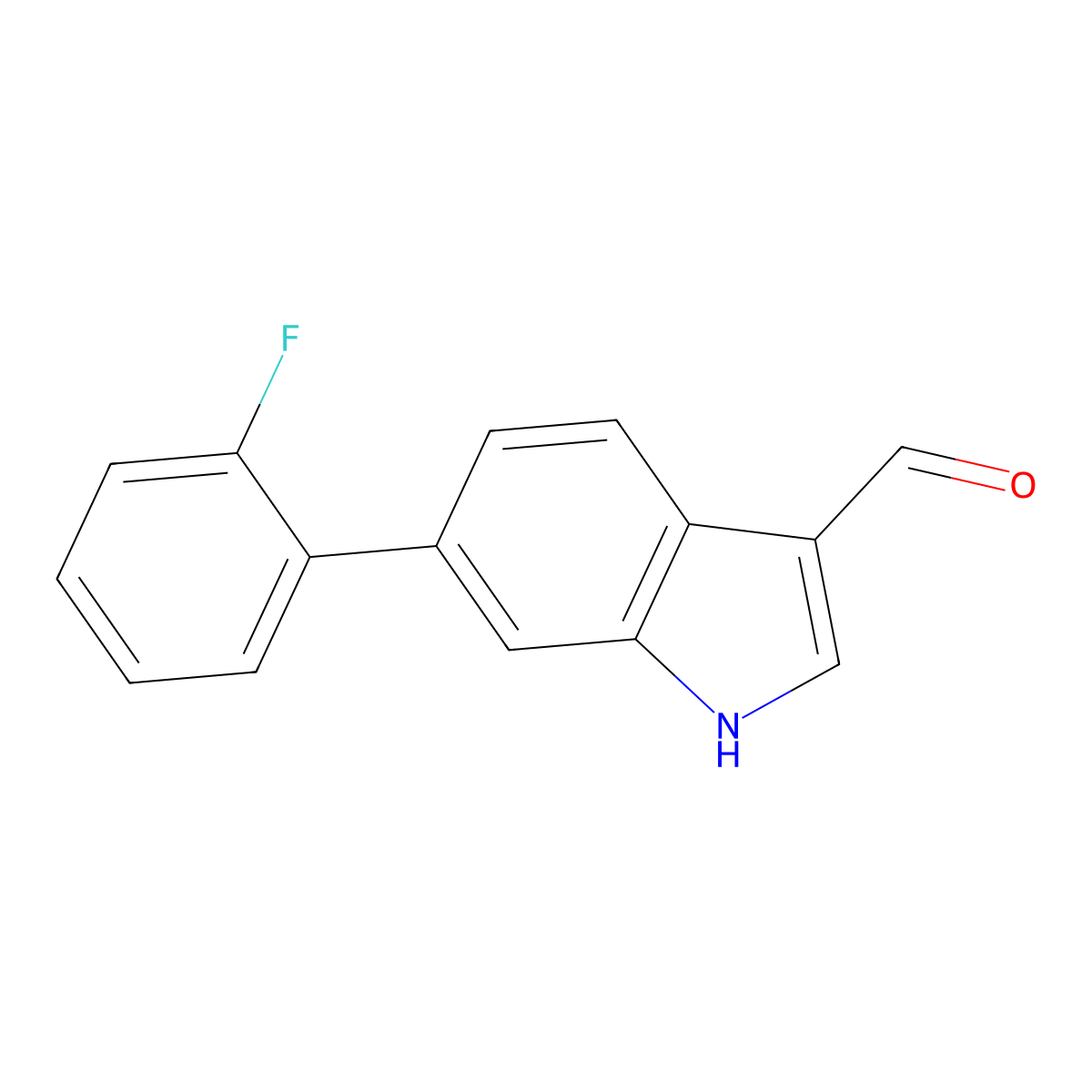 6-(2-fluorophenyl)-1H-indole-3-carbaldehyde molecular structure, CAS 1214390-97-2