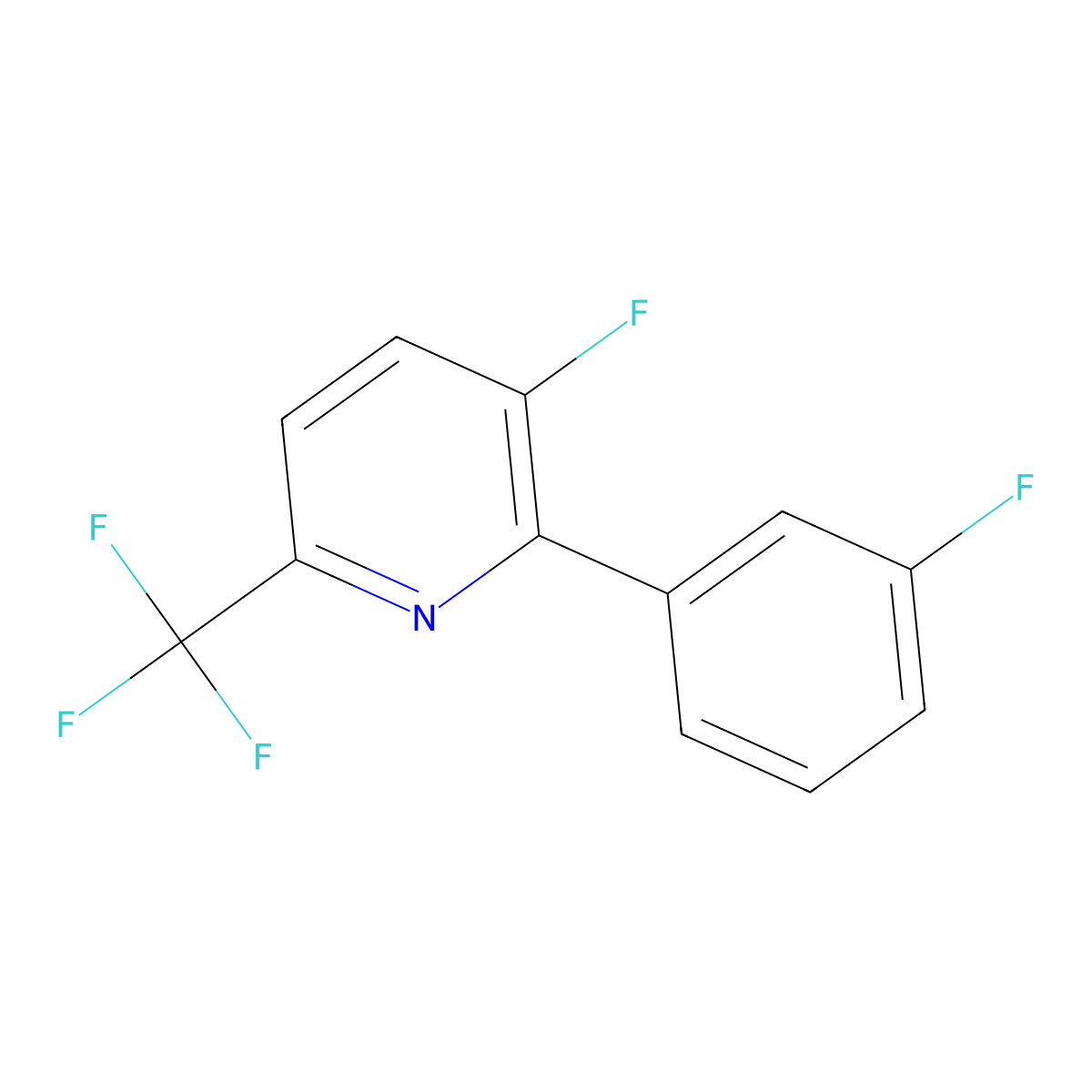 3-Fluoro-2-(3-fluorophenyl)-6-(trifluoromethyl)pyridine molecular structure, CAS 1214391-11-3