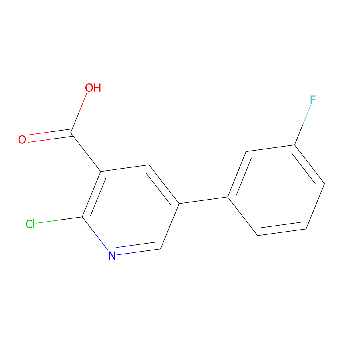 2-Chloro-5-(3-fluorophenyl)pyridine-3-carboxylic acid molecular structure, CAS 1214391-34-0