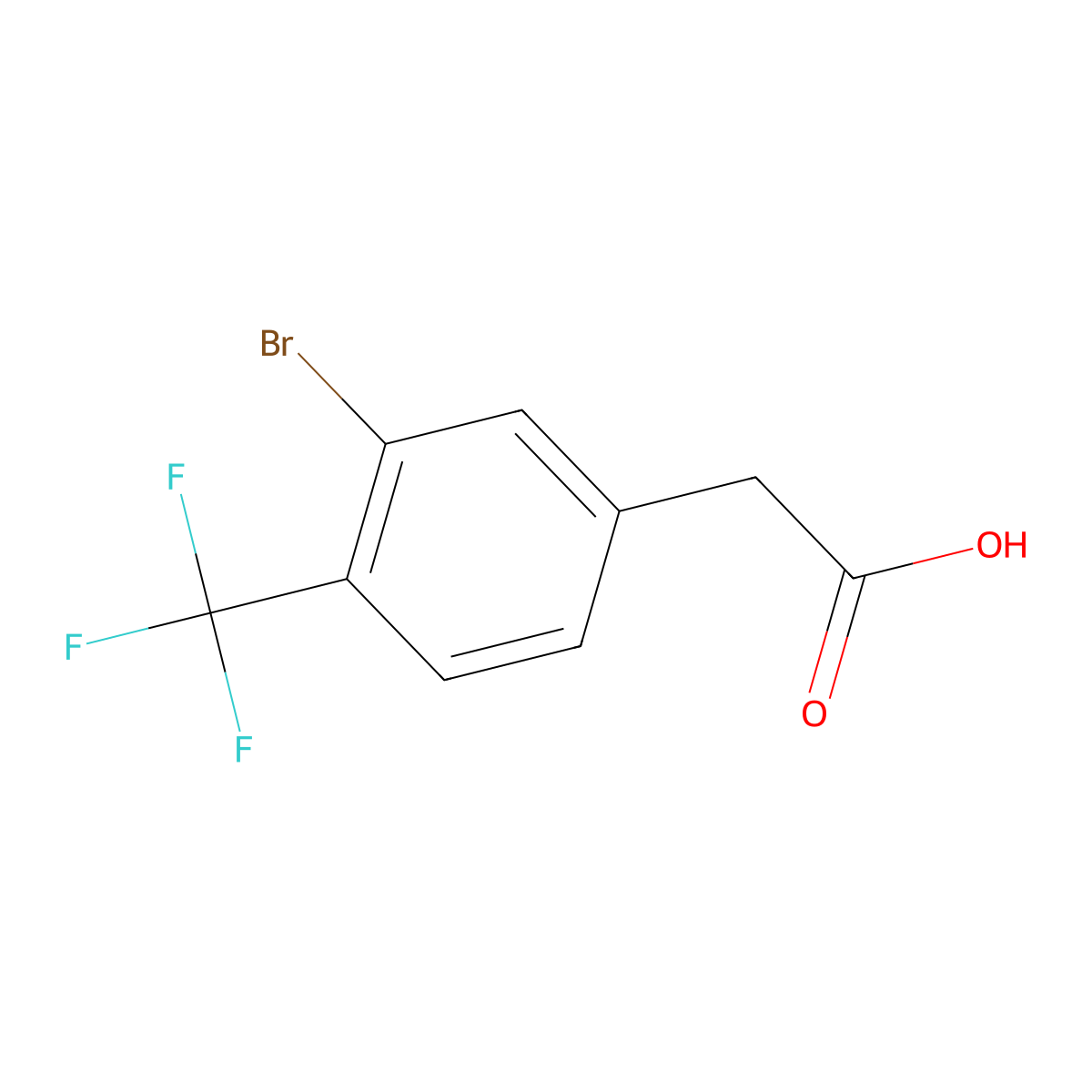 2-(3-Bromo-4-(trifluoromethyl)phenyl)acetic acid molecular structure, CAS 1214391-55-5