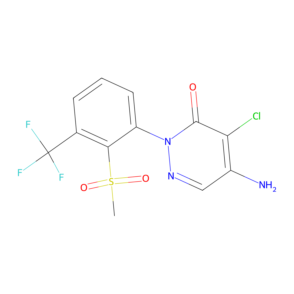 3(2H)-Pyridazinone, 5-amino-4-chloro-2-((methylsulfonyl)-3-(trifluoromethyl)phenyl)- molecular structure, CAS 121442-75-9