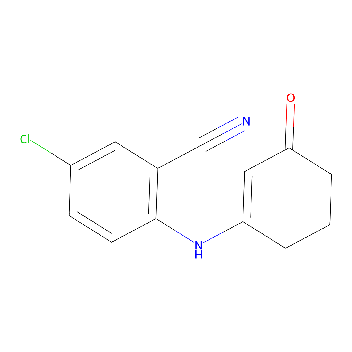 5-Chloro-2-(3-oxocyclohexen-1-yl)amino-benzonitrile molecular structure, CAS 121445-16-7