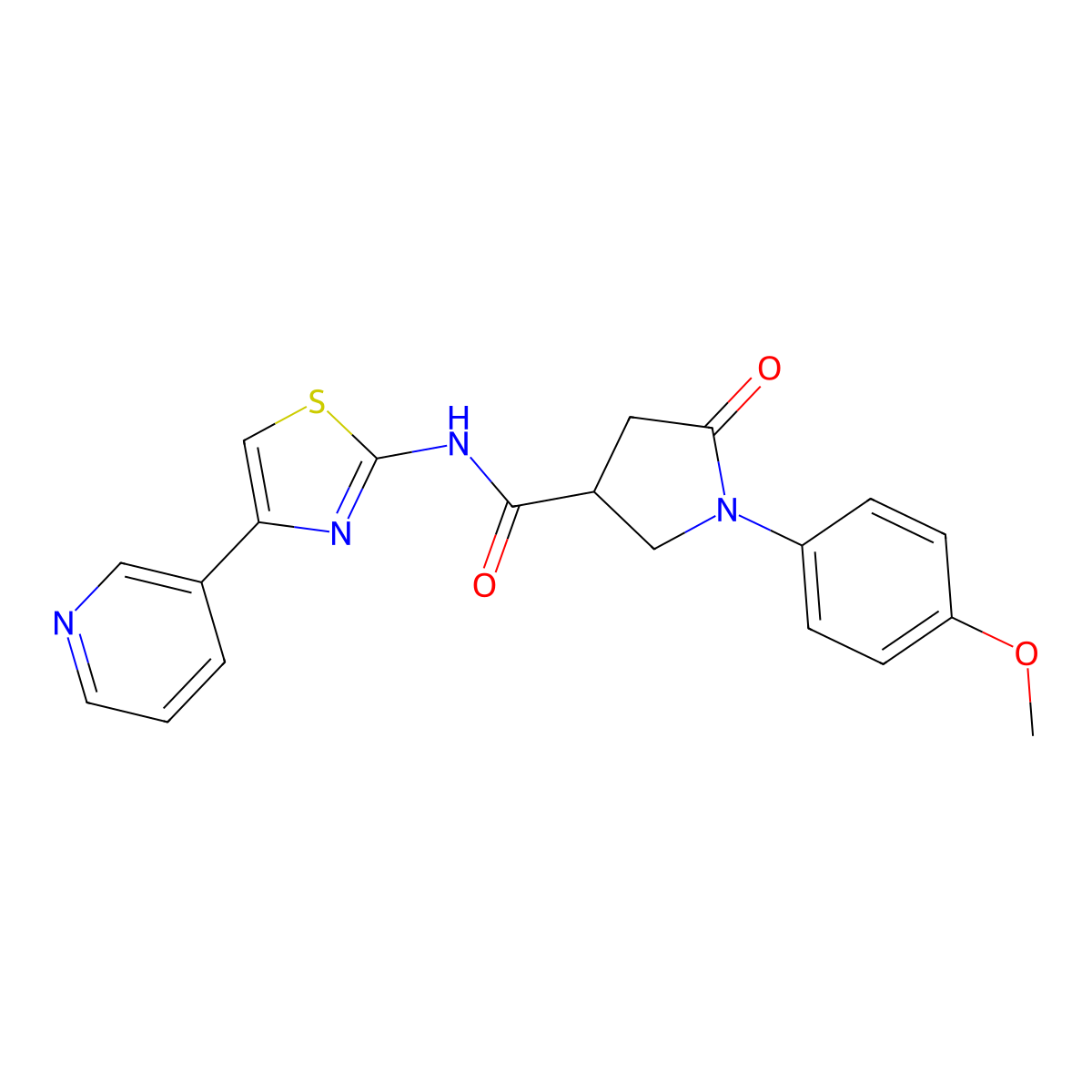 1-(4-methoxyphenyl)-5-oxo-N-(4-(pyridin-3-yl)thiazol-2-yl)pyrrolidine-3-carboxamide molecular structure, CAS 1214466-37-1