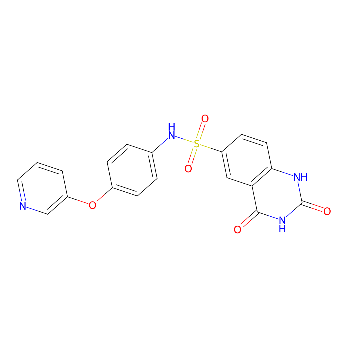2,4-dioxo-N-(4-(pyridin-3-yloxy)phenyl)-1,2,3,4-tetrahydroquinazoline-6-sulfonamide molecular structure, CAS 1214468-35-5