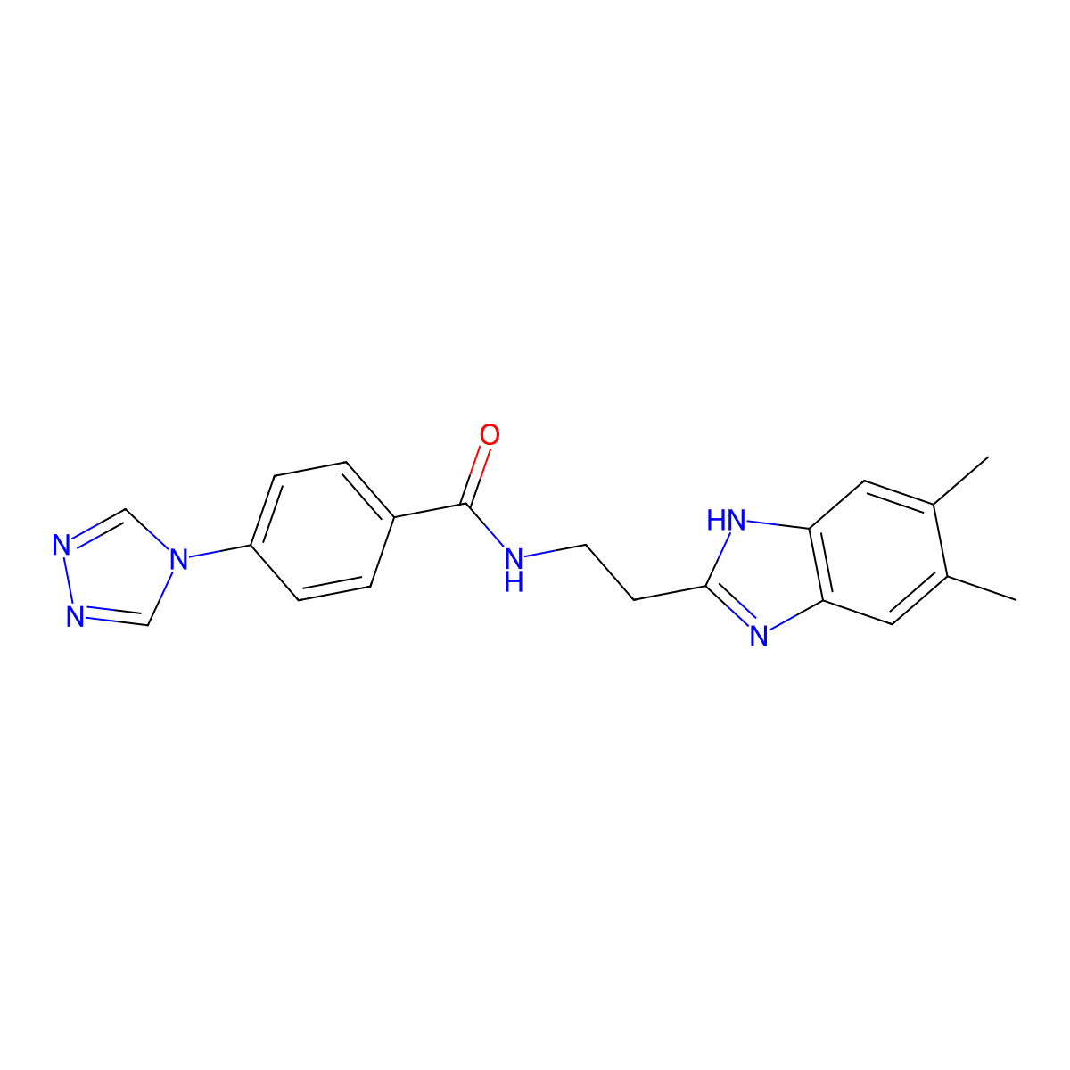 N-[2-(5,6-Dimethyl-1h-Benzimidazol-2-Yl)ethyl]-4-(4h-1,2,4-Triazol-4-Yl)benzamide molecular structure, CAS 1214495-53-0
