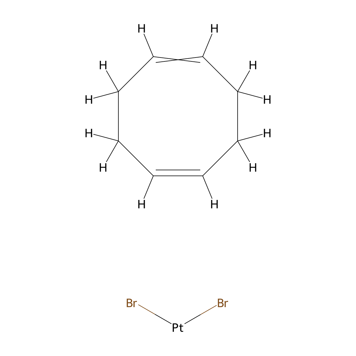 Dibromo(1,5-cyclooctadiene)platinum(II) molecular structure, CAS 12145-48-1