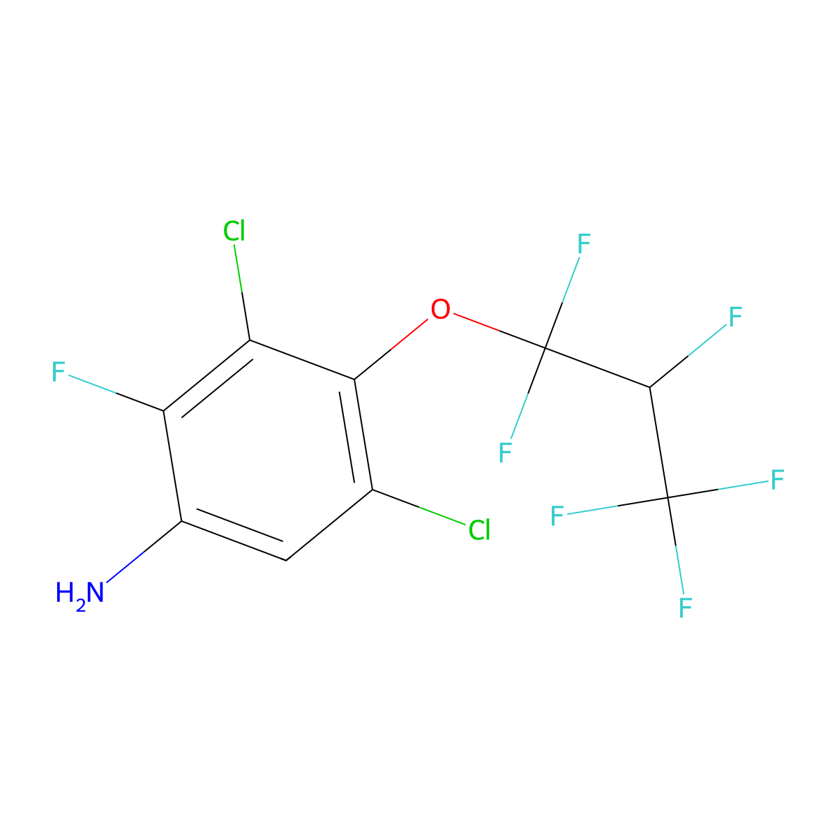 3,5-Dichloro-2-fluoro-4-(1,1,2,3,3,3-hexafluoropropoxy)aniline molecular structure, CAS 121451-05-6