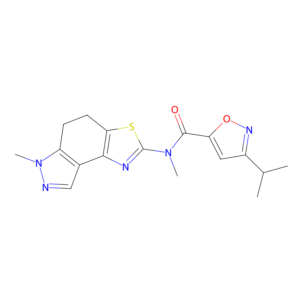 3-Isopropyl-N-methyl-N-(6-methyl-5,6-dihydro-4H-thiazolo[4,5-e]indazol-2-yl)isoxazole-5-carboxamide molecular structure, CAS 1214535-35-9