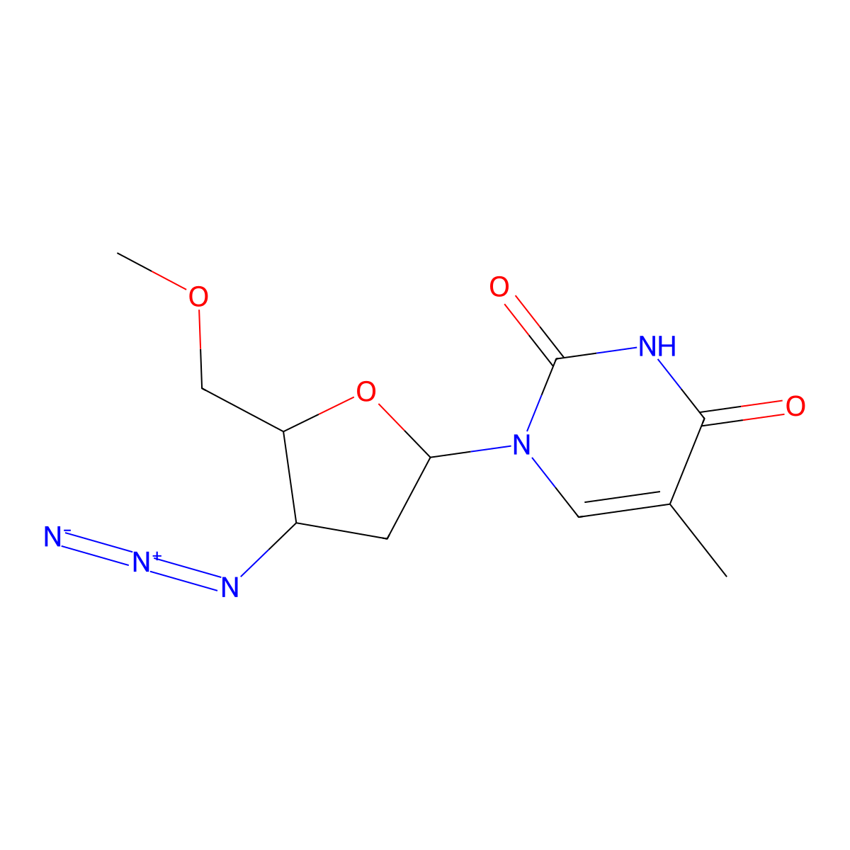 3'-Azido-5'-O-methyl-3'-deoxythymidine molecular structure, CAS 121456-54-0