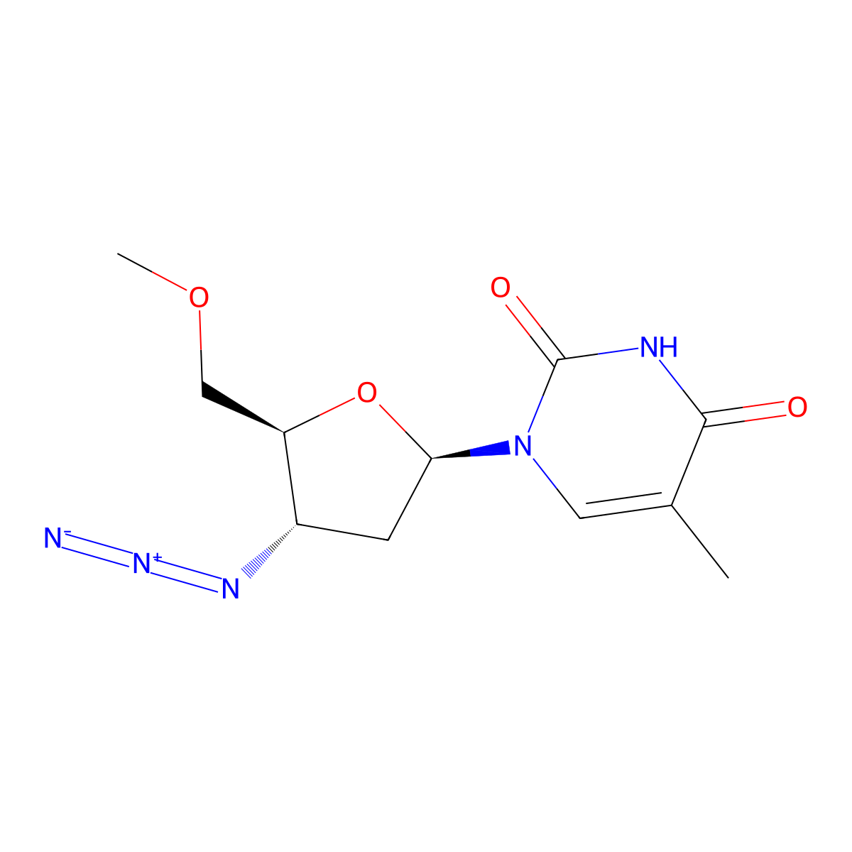 3'-Azido-5'-O-methyl-3'-deoxythymidine molecular structure, CAS 121456-54-0