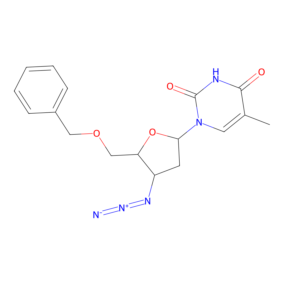 3'-Azido-5'-O-benzyl-3'-deoxythymidine molecular structure, CAS 121456-55-1