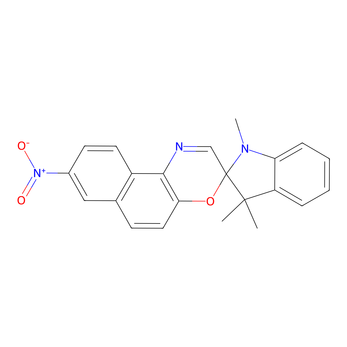 1,3-Dihydro-1,3,3-trimethyl-8'-nitrospiro(2H-indole-2,3'-(3H)naphth(2,1-b)(1,4)oxazine) molecular structure, CAS 121456-71-1