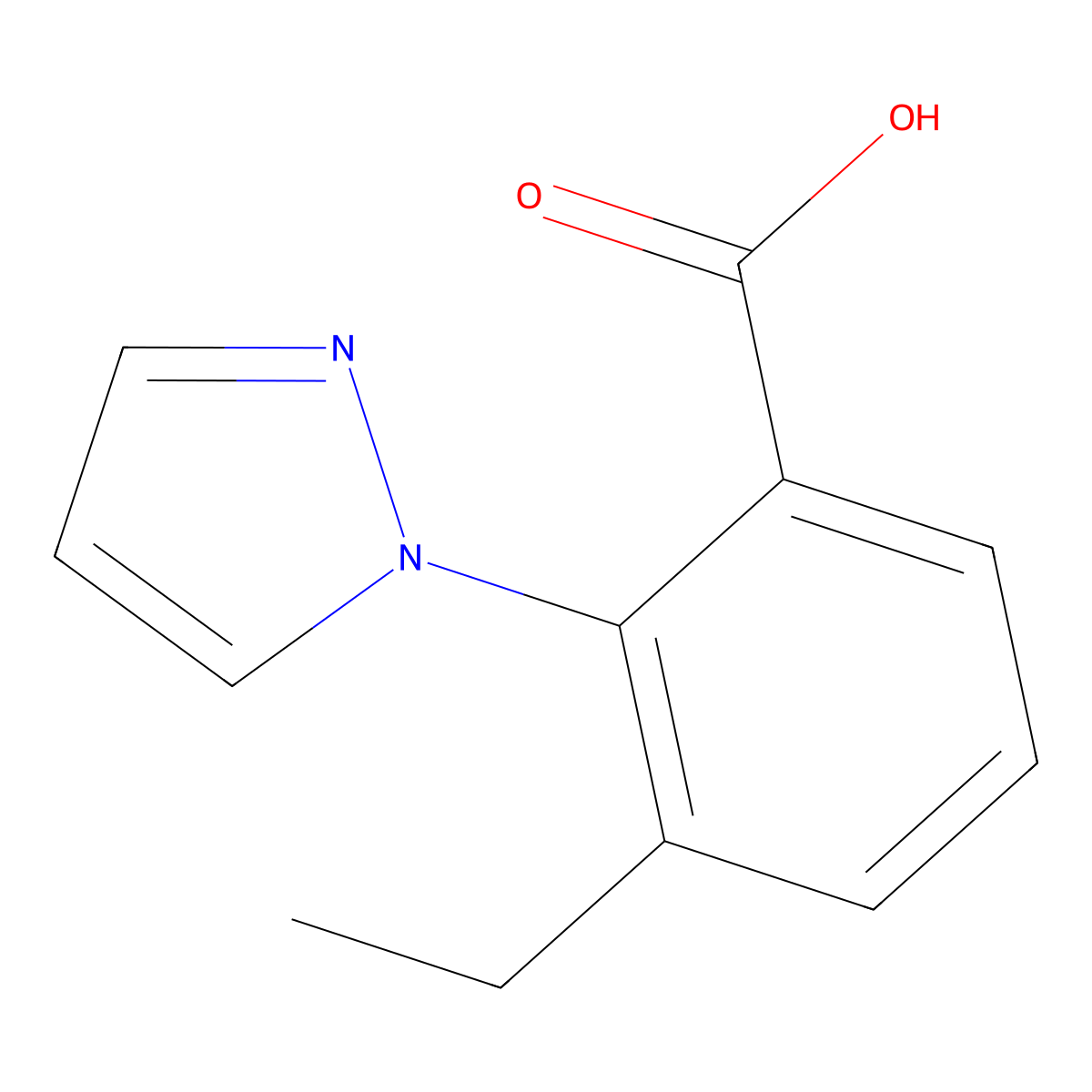 3-Ethyl-2-(1H-pyrazol-1-YL)benzoic acid molecular structure, CAS 1214622-55-5