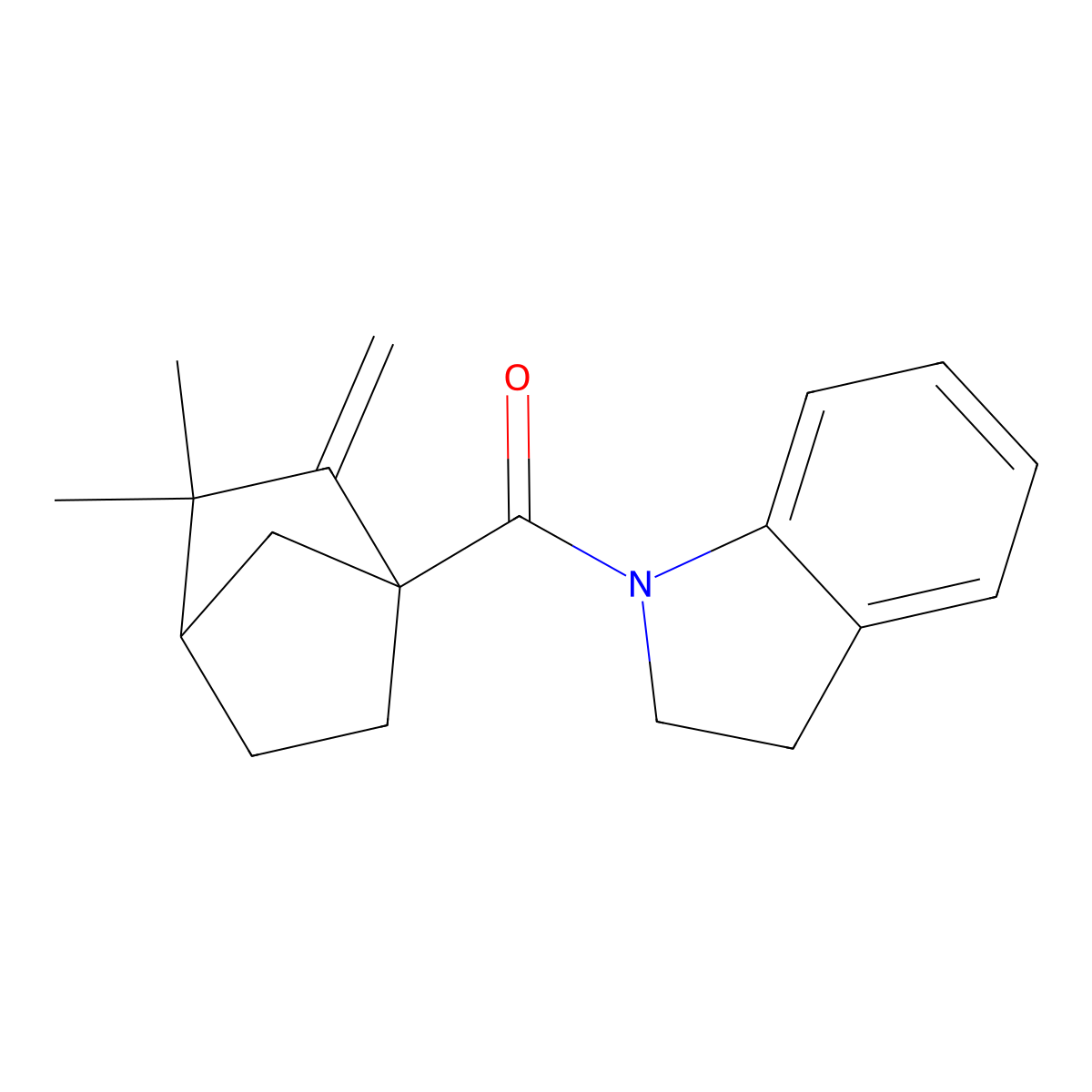 ((1R,4S)-3,3-dimethyl-2-methylenebicyclo[2.2.1]heptan-1-yl)(indolin-1-yl)methanone molecular structure, CAS 1214623-09-2