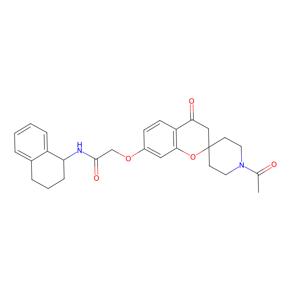 2-[(1'-acetyl-4-oxo-3,4-dihydrospiro[chromene-2,4'-piperidin]-7-yl)oxy]-N-(1,2,3,4-tetrahydronaphthalen-1-yl)acetamide molecular structure, CAS 1214625-48-5