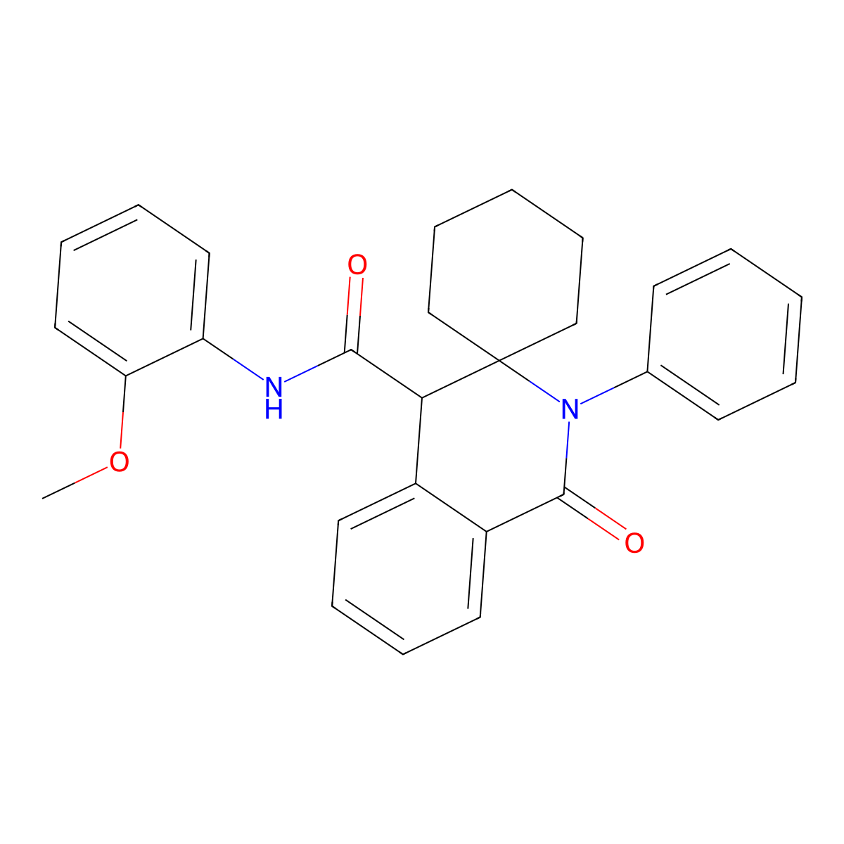 N-(2-methoxyphenyl)-1'-oxo-2'-phenyl-1',4'-dihydro-2'H-spiro[cyclohexane-1,3'-isoquinoline]-4'-carboxamide molecular structure, CAS 1214626-17-1