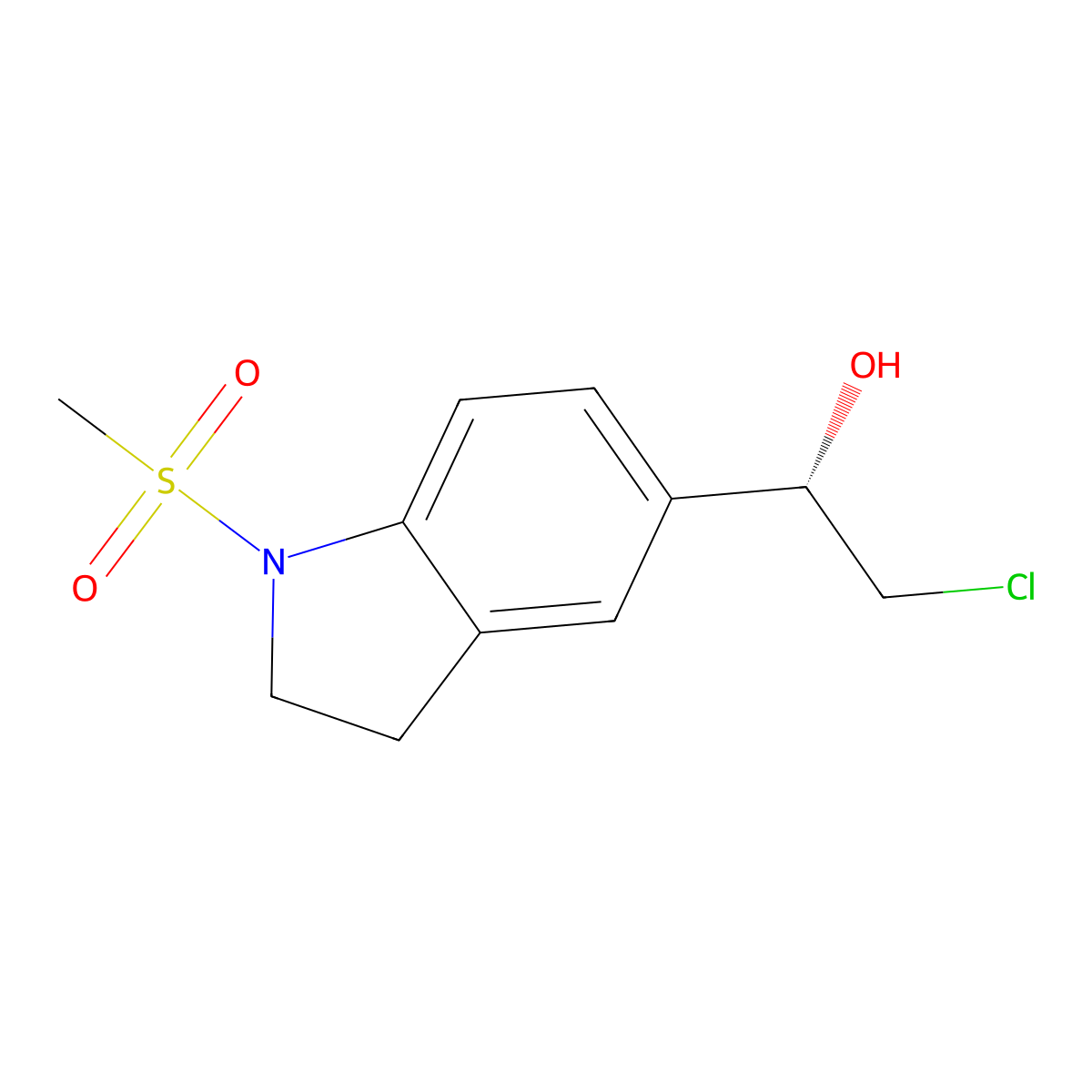 (1S)-2-Chloro-1-(1-methanesulfonyl-2,3-dihydro-1H-indol-5-yl)ethan-1-ol molecular structure, CAS 1214627-03-8