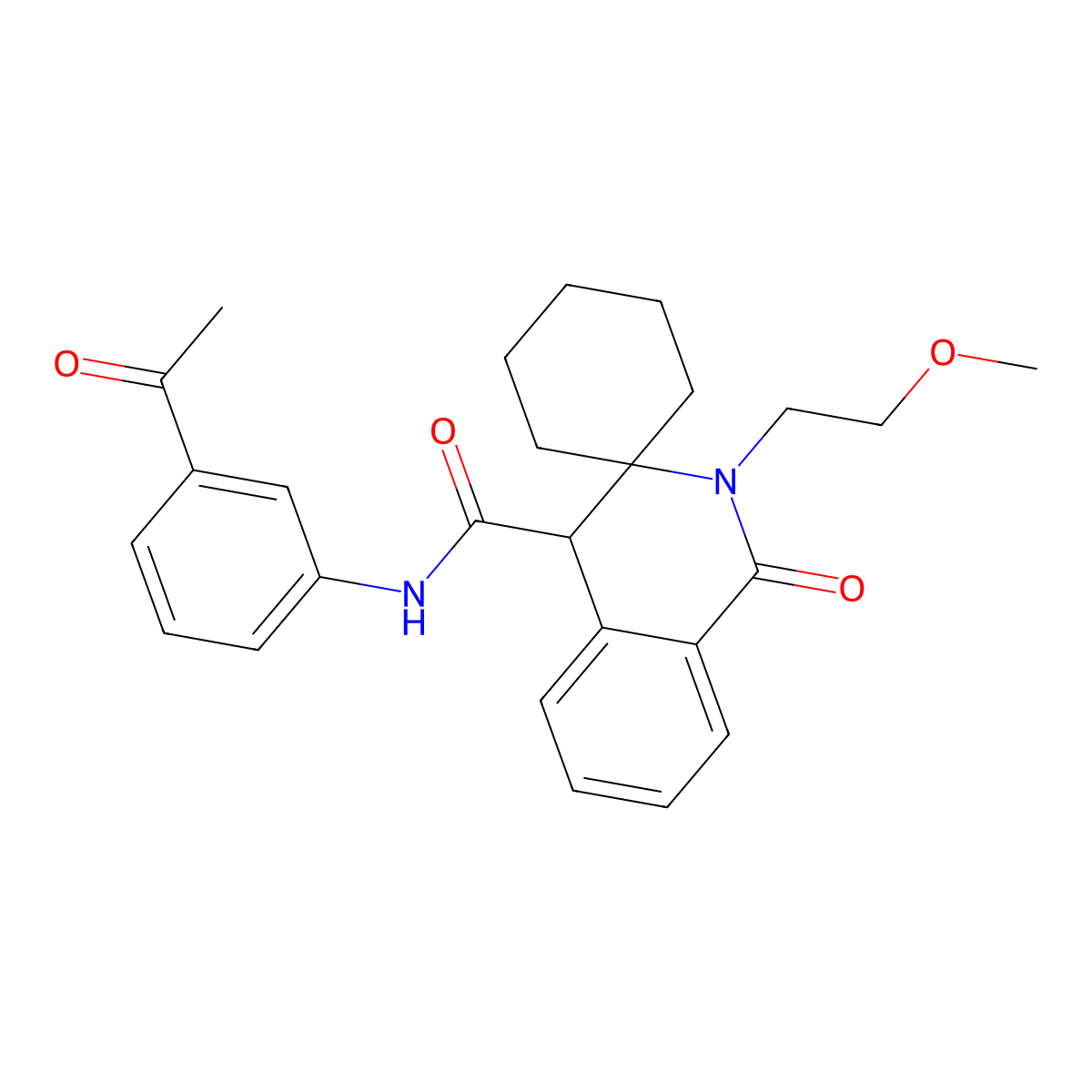 N-(3-acetylphenyl)-2'-(2-methoxyethyl)-1'-oxo-1',4'-dihydro-2'H-spiro[cyclohexane-1,3'-isoquinoline]-4'-carboxamide molecular structure, CAS 1214627-89-0