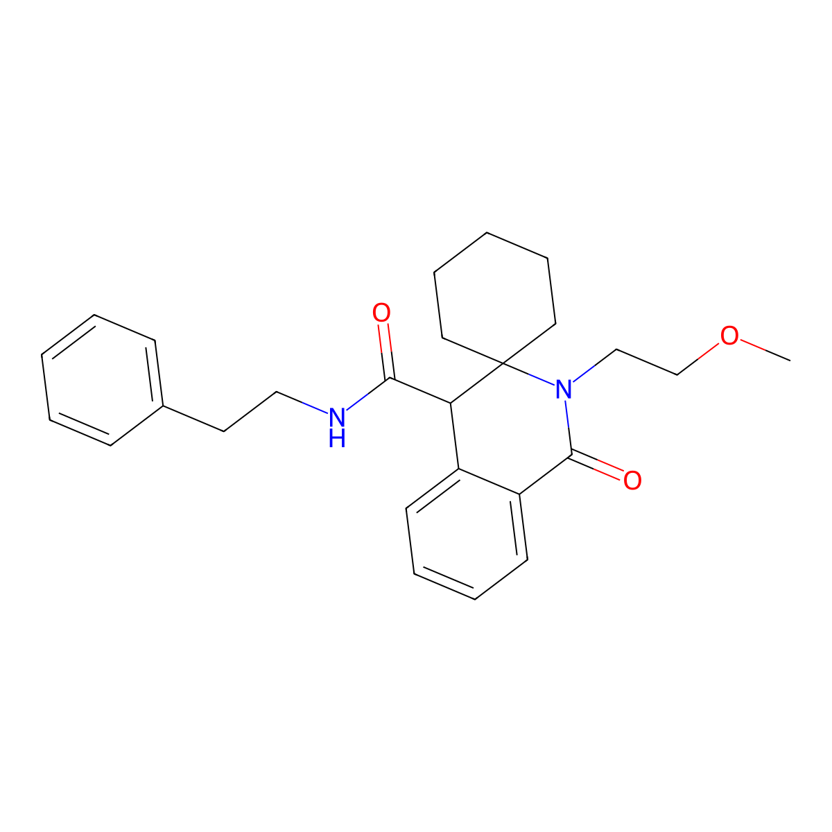 2'-(2-methoxyethyl)-1'-oxo-N-(2-phenylethyl)-1',4'-dihydro-2'H-spiro[cyclohexane-1,3'-isoquinoline]-4'-carboxamide molecular structure, CAS 1214629-73-8