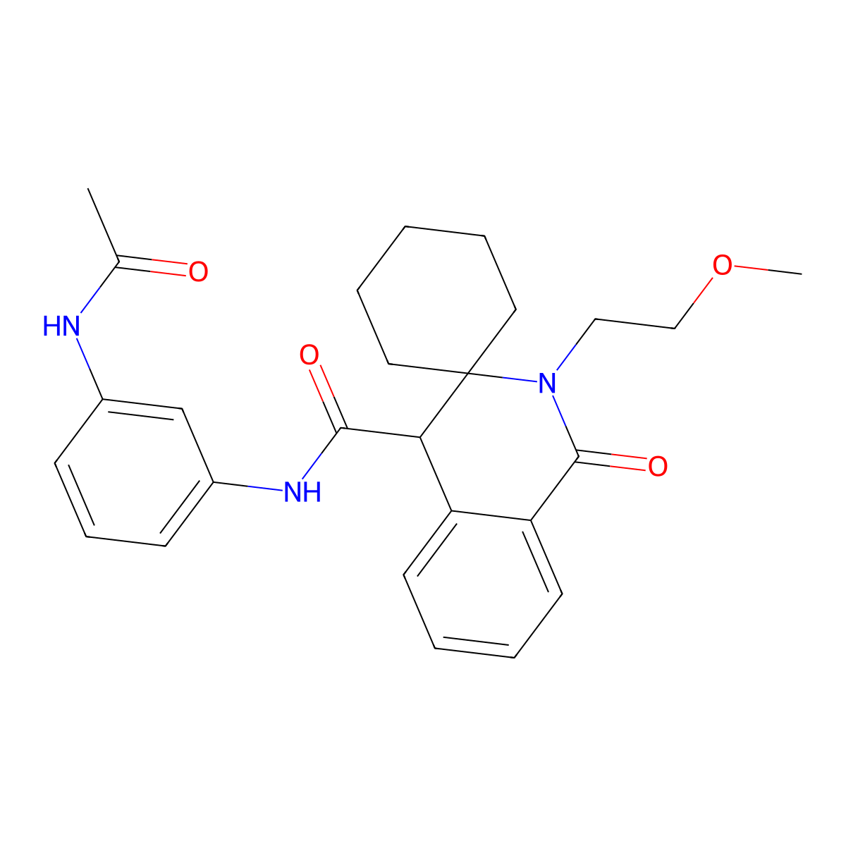 N-[3-(acetylamino)phenyl]-2'-(2-methoxyethyl)-1'-oxo-1',4'-dihydro-2'H-spiro[cyclohexane-1,3'-isoquinoline]-4'-carboxamide molecular structure, CAS 1214631-88-5