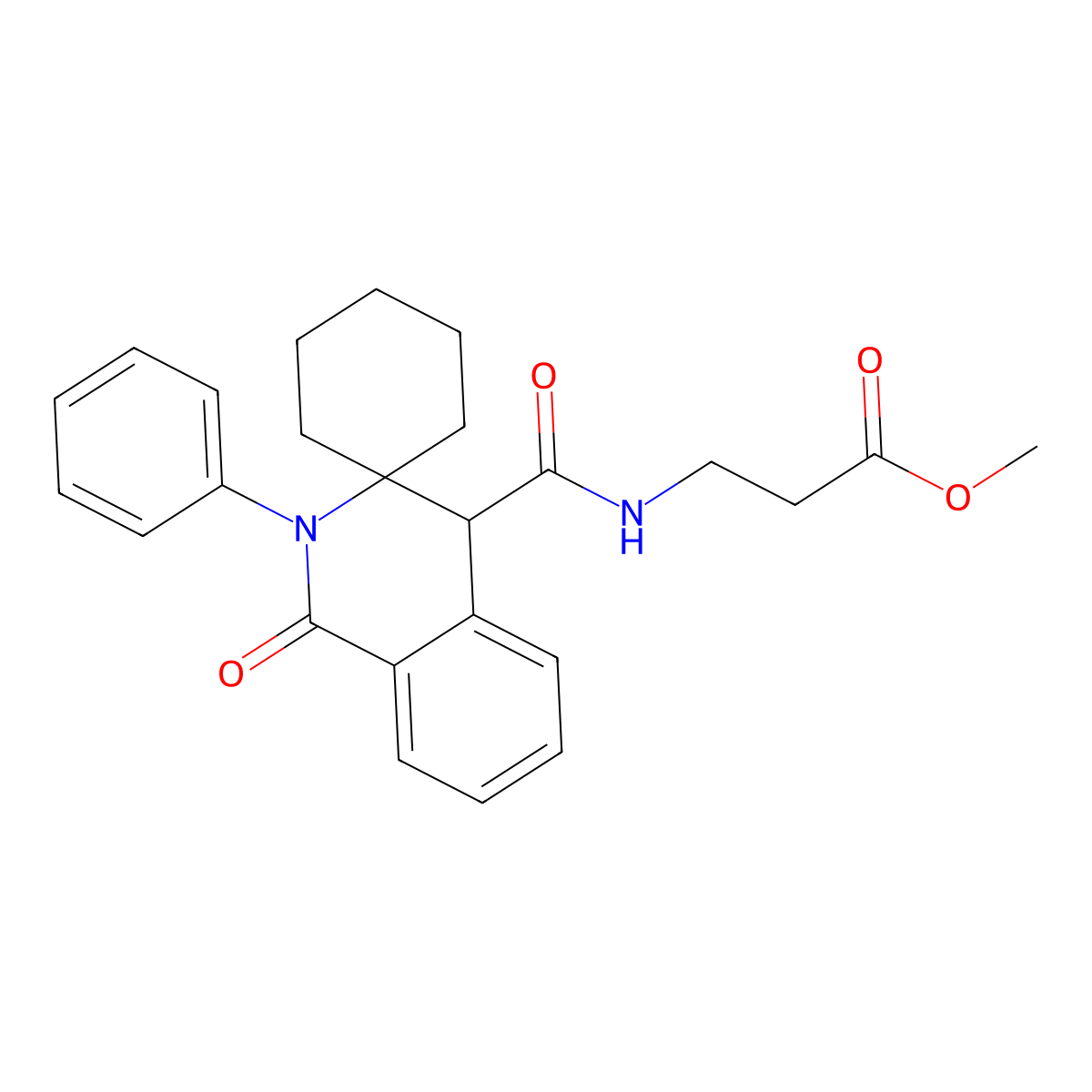 methyl N-[(1'-oxo-2'-phenyl-1',4'-dihydro-2'H-spiro[cyclohexane-1,3'-isoquinolin]-4'-yl)carbonyl]-beta-alaninate molecular structure, CAS 1214633-02-9