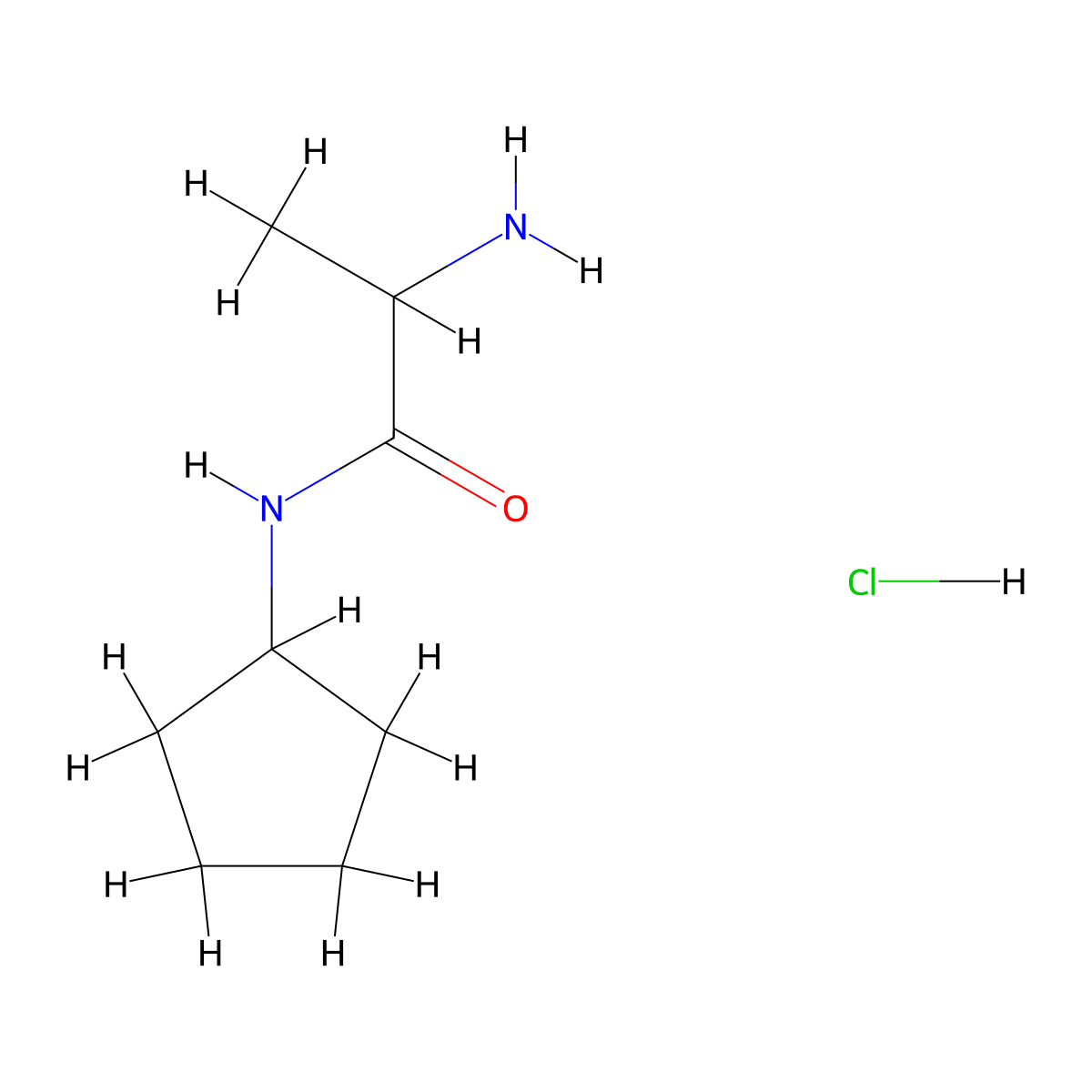 2-amino-N-cyclopentylpropanamide hydrochloride molecular structure, CAS 1214638-91-1
