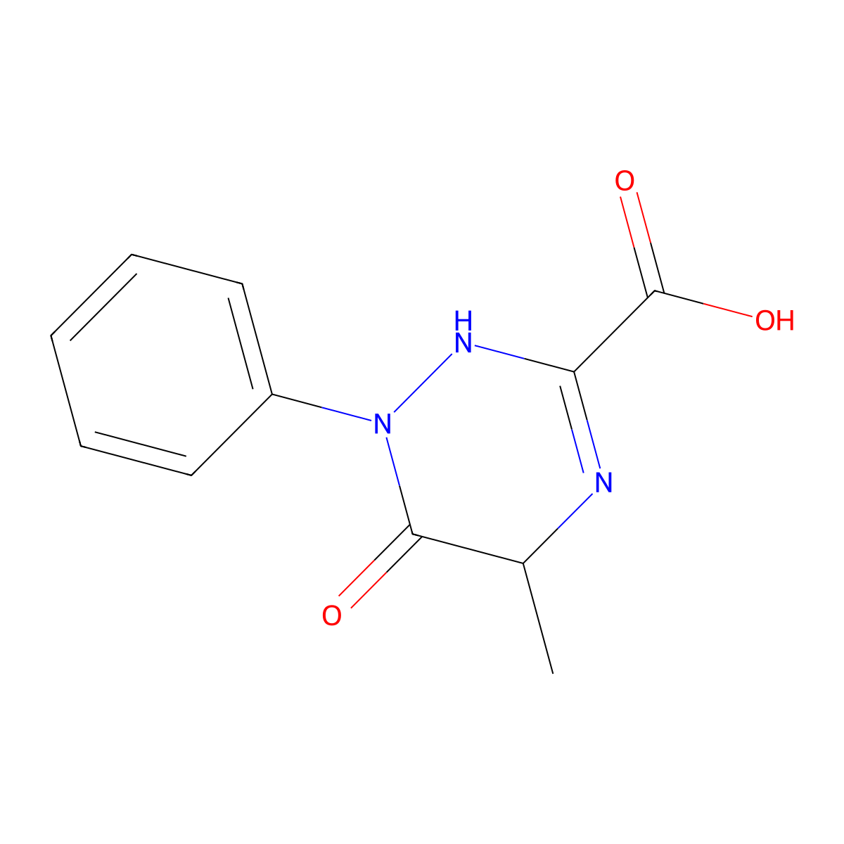 5-Methyl-6-oxo-1-phenyl-1,4,5,6-tetrahydro-1,2,4-triazine-3-carboxylic acid molecular structure, CAS 1214640-04-6