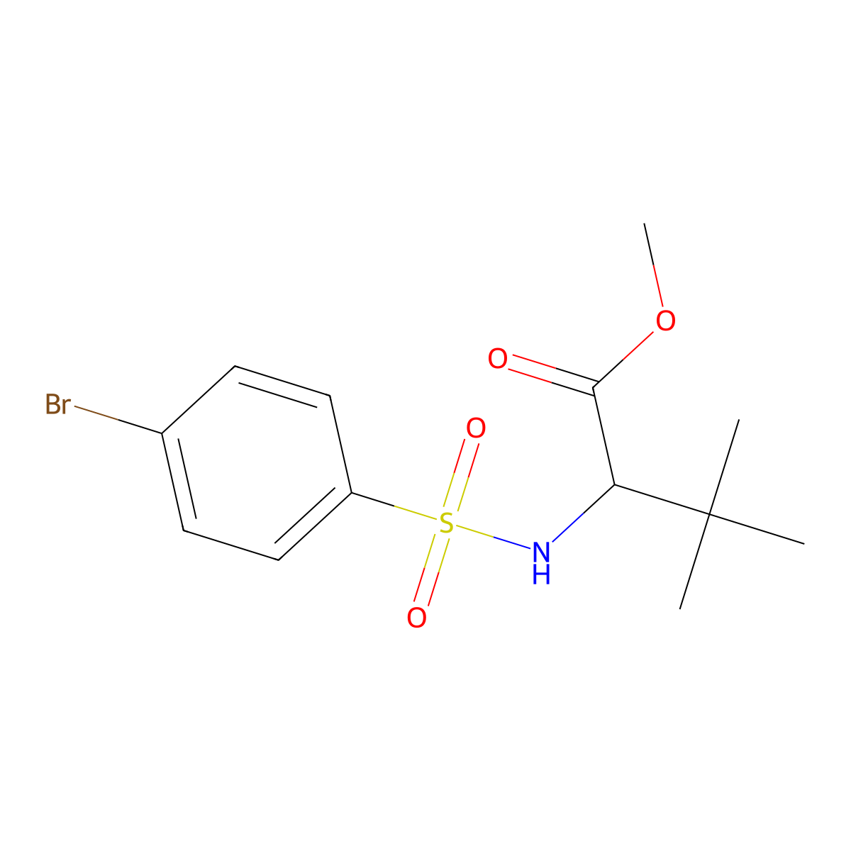 Methyl 2-{[(4-bromophenyl)sulfonyl]amino}-3,3-dimethylbutanoate molecular structure, CAS 1214641-26-5