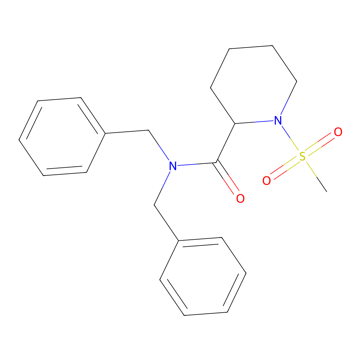 N,N-dibenzyl-1-(methylsulfonyl)piperidine-2-carboxamide molecular structure, CAS 1214650-12-0