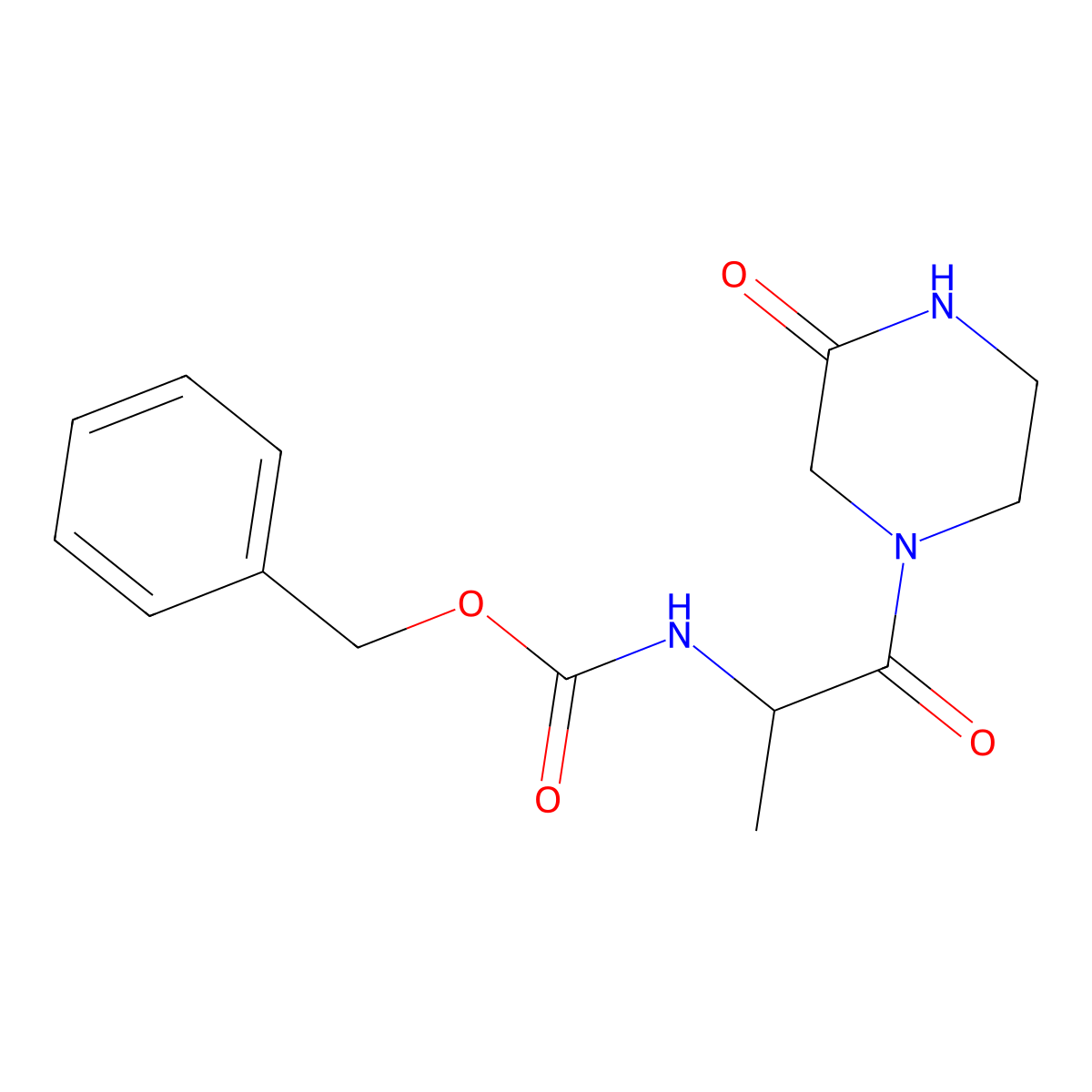 benzyl N-[1-oxo-1-(3-oxopiperazin-1-yl)propan-2-yl]carbamate molecular structure, CAS 1214658-70-4