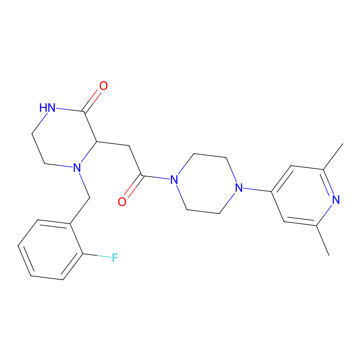 3-{2-[4-(2,6-Dimethyl-4-pyridinyl)-1-piperazinyl]-2-oxoethyl}-4-(2-fluorobenzyl)-2-piperazinone molecular structure, CAS 1214658-72-6