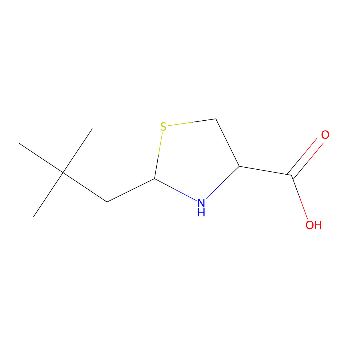 2-(2,2-Dimethylpropyl)-1,3-thiazolidine-4-carboxylic acid molecular structure, CAS 1214665-13-0