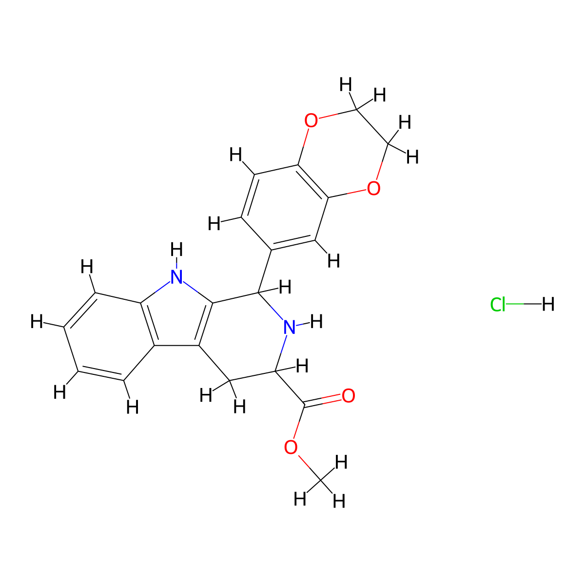 Methyl 1-(2,3-dihydro-1,4-benzodioxin-6-yl)-2,3,4,9-tetrahydro-1h-beta-carboline-3-carboxylate, HCl molecular structure, CAS 1214667-39-6