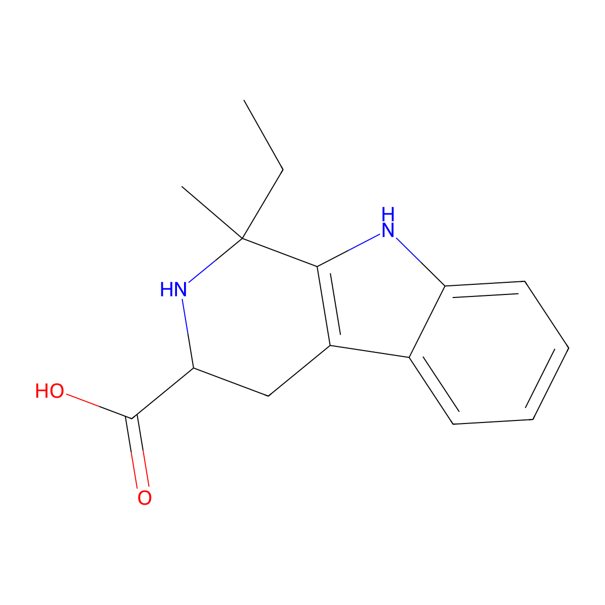 1-Ethyl-1-methyl-2,3,4,9-tetrahydro-1H-beta-carboline-3-carboxylic acid molecular structure, CAS 1214668-25-3