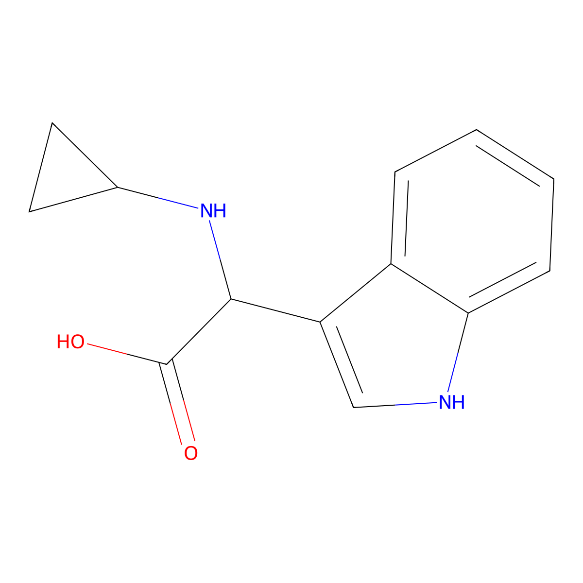 2-(cyclopropylamino)-2-(1H-indol-3-yl)acetic acid molecular structure, CAS 1214684-07-7