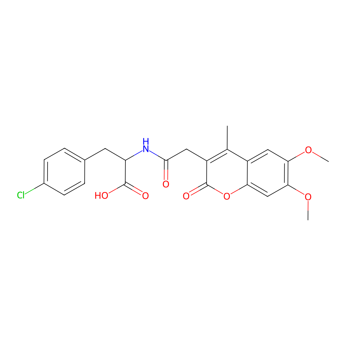 4-chloro-N-[(6,7-dimethoxy-4-methyl-2-oxo-2H-chromen-3-yl)acetyl]phenylalanine molecular structure, CAS 1214685-35-4