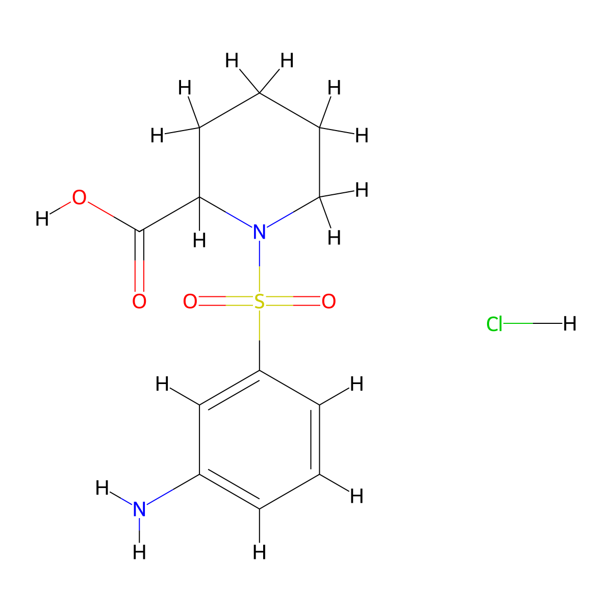 1-[(3-Aminophenyl)sulfonyl]piperidine-2-carboxylic acid hydrochloride molecular structure, CAS 1214687-37-2