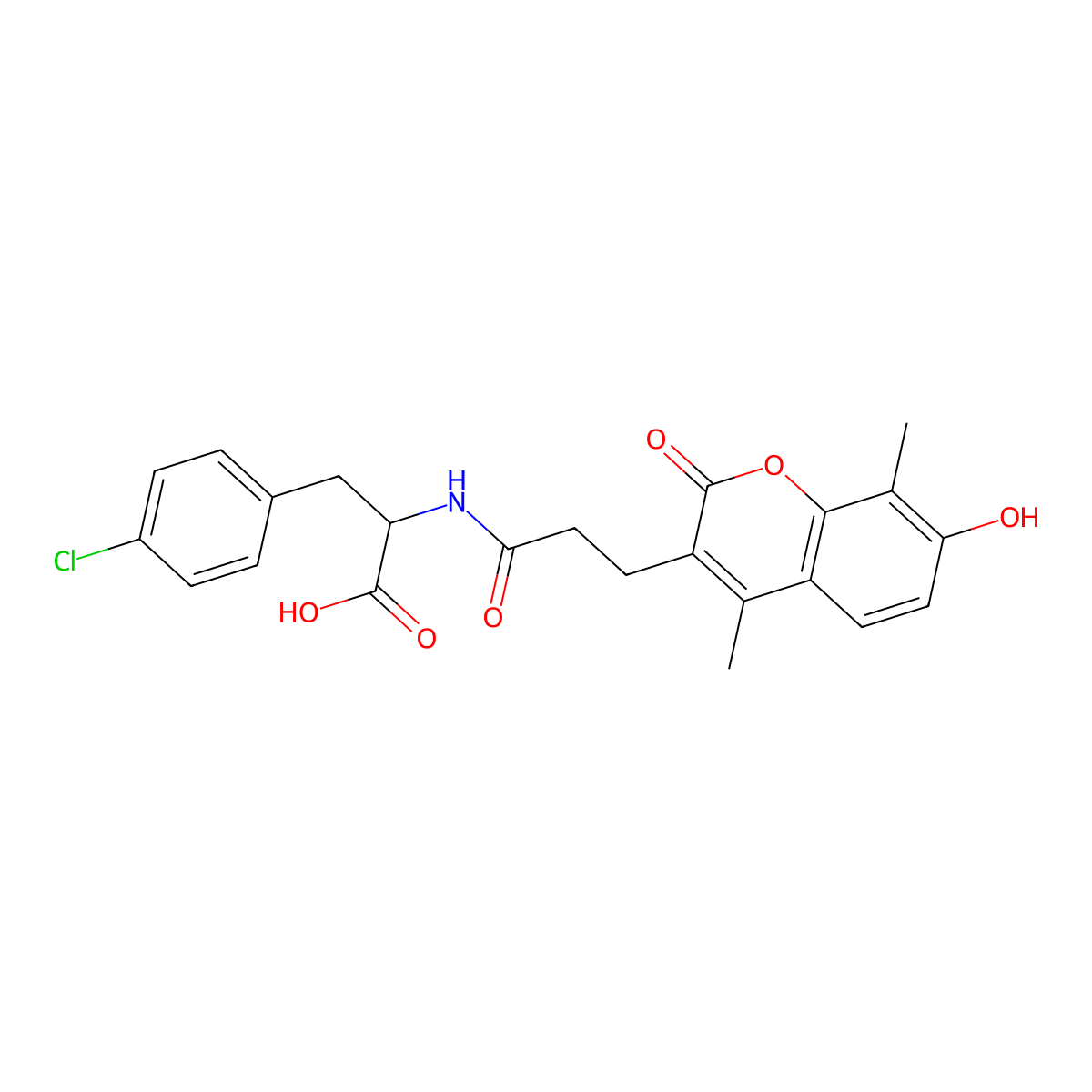 4-chloro-N-[3-(7-hydroxy-4,8-dimethyl-2-oxo-2H-chromen-3-yl)propanoyl]phenylalanine molecular structure, CAS 1214690-60-4