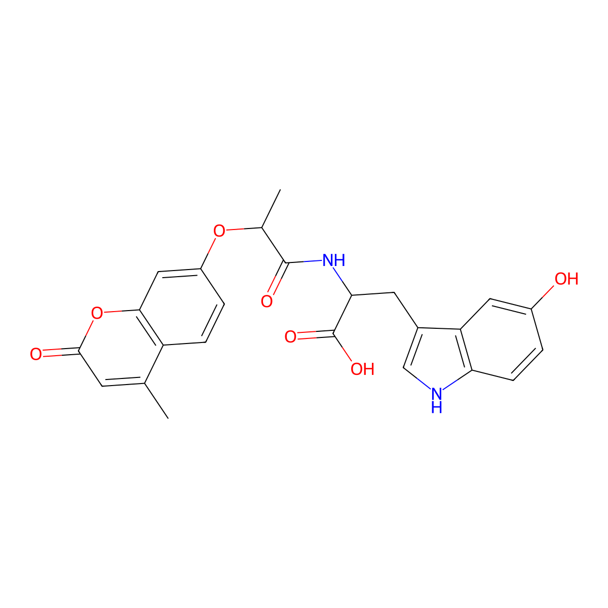 5-hydroxy-N-{2-[(4-methyl-2-oxo-2H-chromen-7-yl)oxy]propanoyl}tryptophan molecular structure, CAS 1214692-03-1