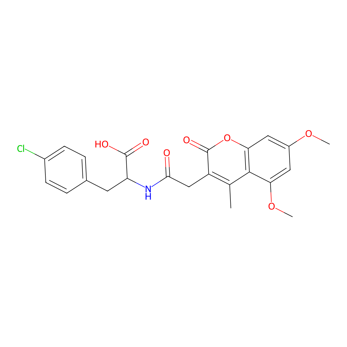 4-chloro-N-[(5,7-dimethoxy-4-methyl-2-oxo-2H-chromen-3-yl)acetyl]phenylalanine molecular structure, CAS 1214697-33-2