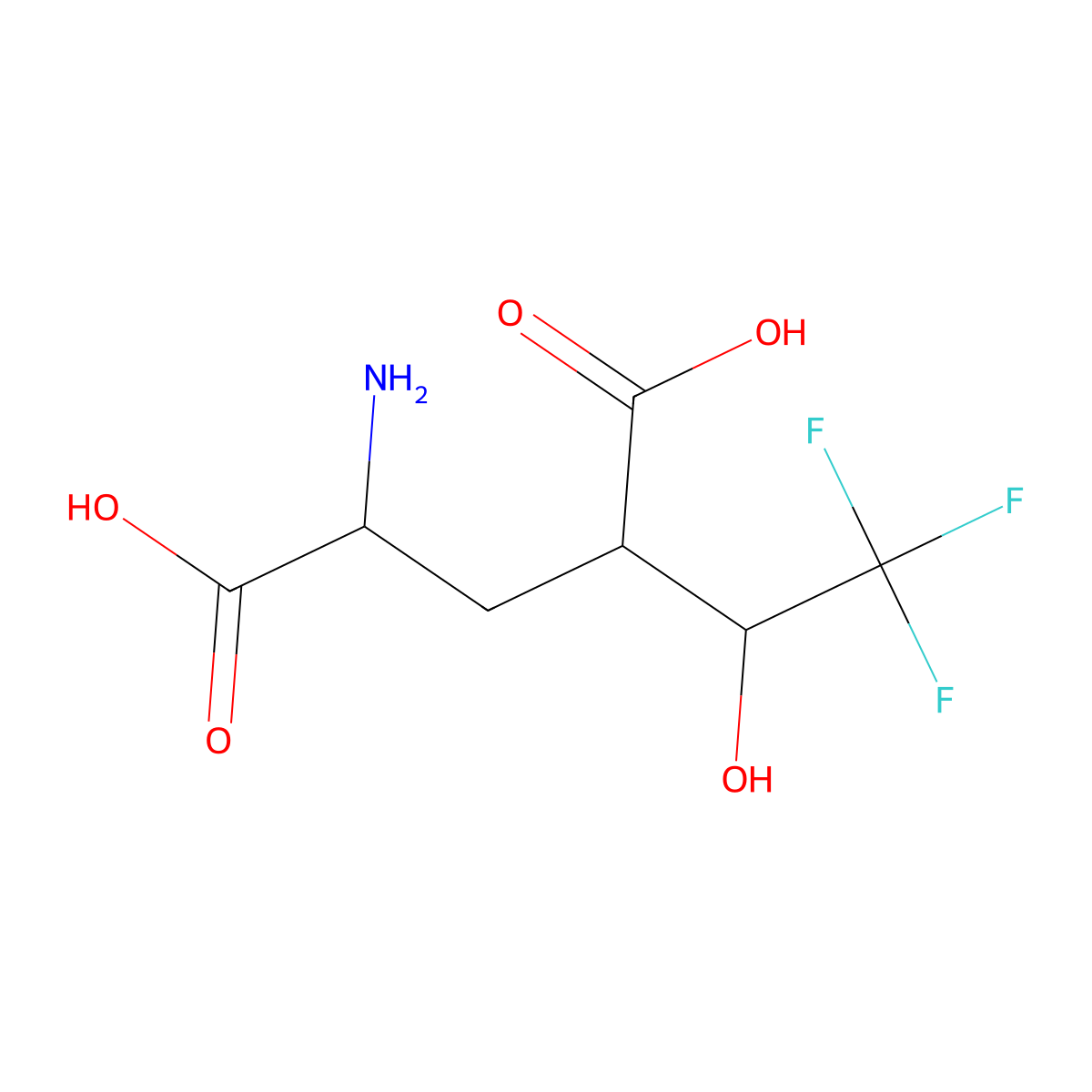 2-Amino-4-(2,2,2-trifluoro-1-hydroxyethyl)pentanedioic acid molecular structure, CAS 1214699-01-0