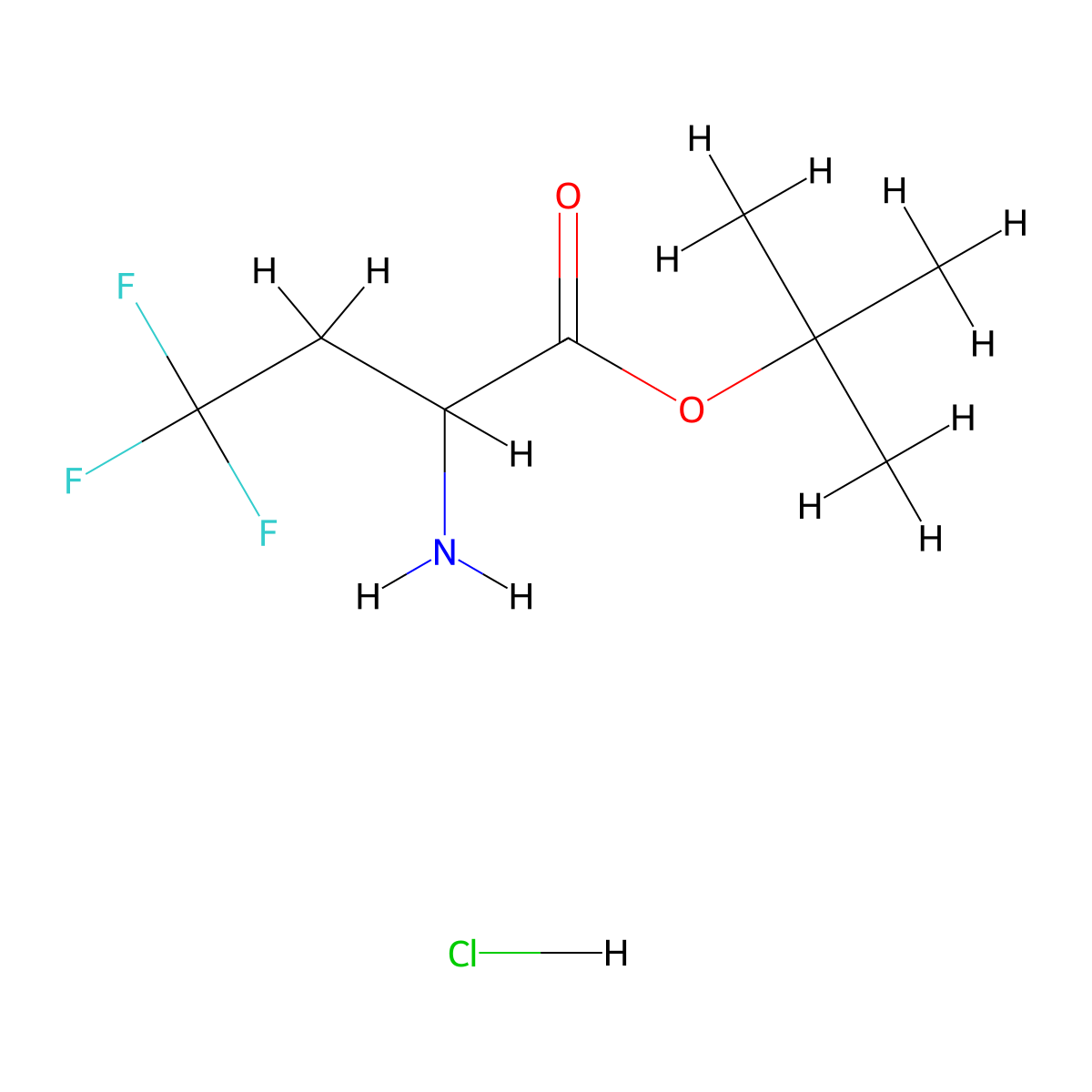 Tert-butyl 2-amino-4,4,4-trifluorobutanoate hydrochloride molecular structure, CAS 1214700-91-0