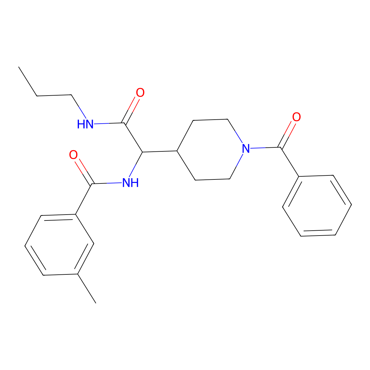 N~1~-[1-(1-benzoyl-4-piperidyl)-2-oxo-2-(propylamino)ethyl]-3-methylbenzamide molecular structure, CAS 1214702-93-8
